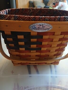 Longaberger 25th Anniversary Woven Basket - Red, Blue & Natural
